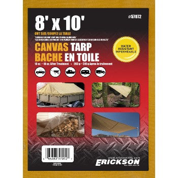 Erickson Mfg 57072 Canvas Tarp, Tan ~ 8' x 10'