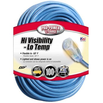 Coleman Cable 02569 Indoor/Outdoor 12/3 Extension Cord, Blue ~ 100 Ft