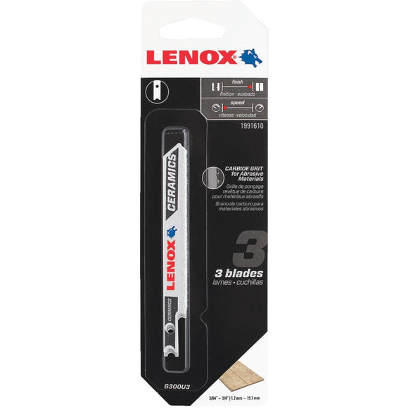 Lenox U-Shank 3-1/2 In. Carbide Grit Edge Jig Saw Blade, Ceramics (3-Pack)