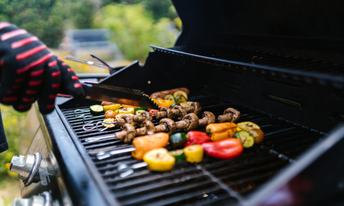 Vegetables on a grill.
